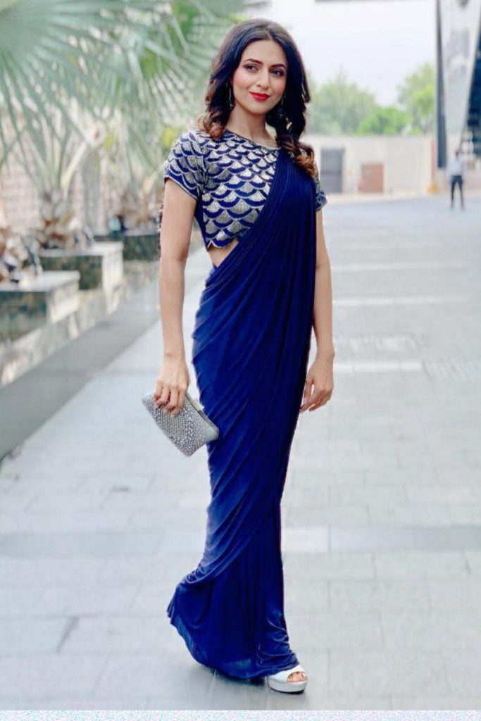 Divyanka Tripathi in Blue Saree Divyanka Tripathi blue dress