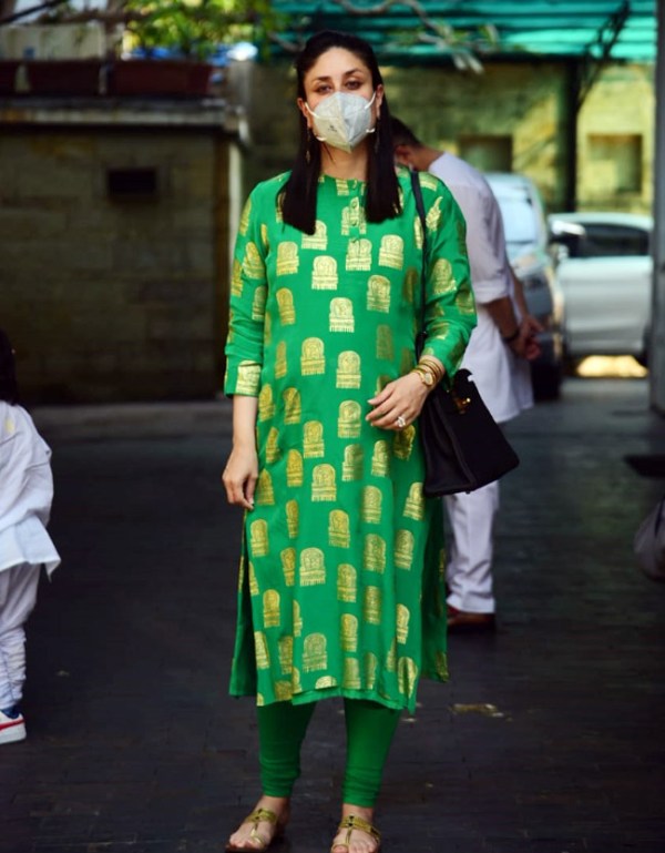 Mother to be Kareena Kapoor in Green Churidar Suit