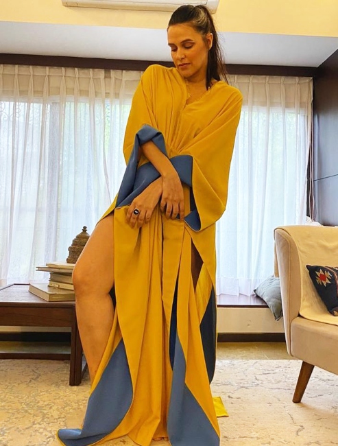Neha dupia yellow Kaftan Outfit
