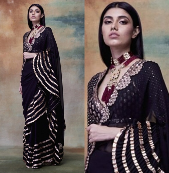 black designer saree