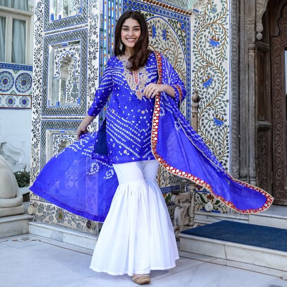bandhej sharara suit
