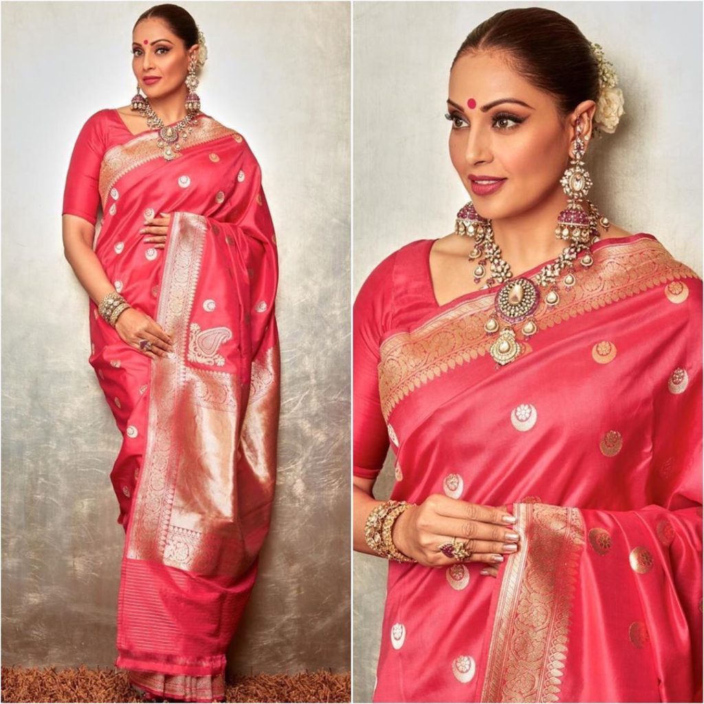 Bipasa Basu Pink Silk Saree latest silk saree online