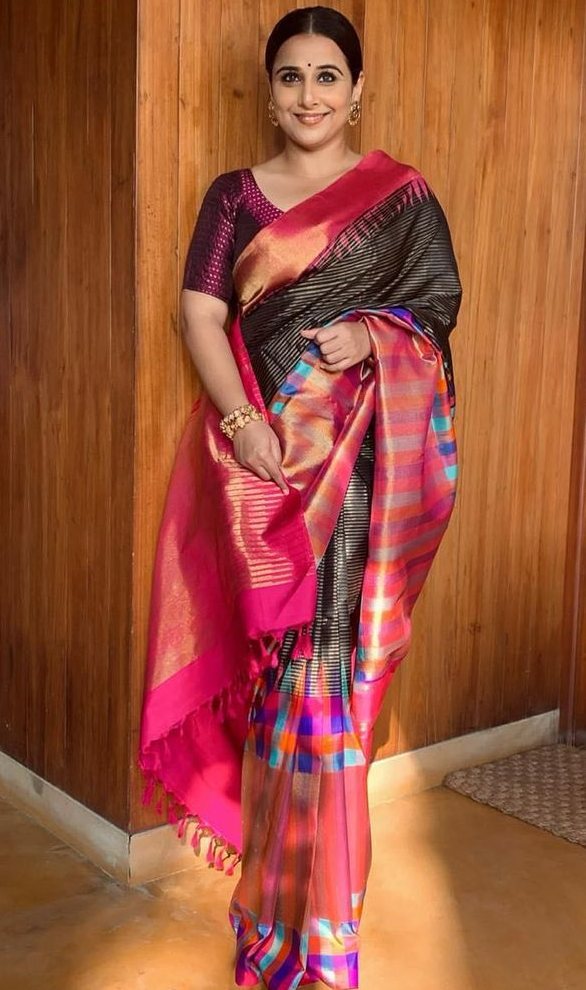 Vidhya Balan Black Silk Saree Bidhya Balan black Kanjivaram silk saree