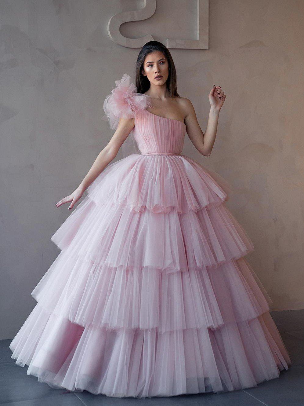 ruffle gown
