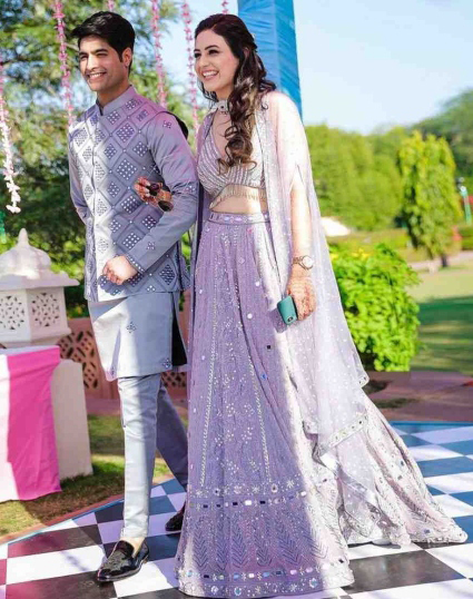lavender matching Marriage Party Outfit