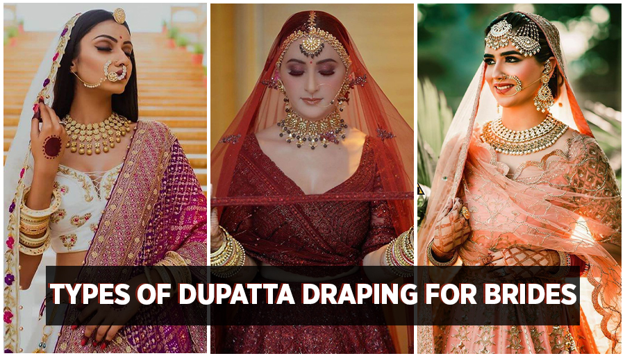 latest bridal dupatta draping