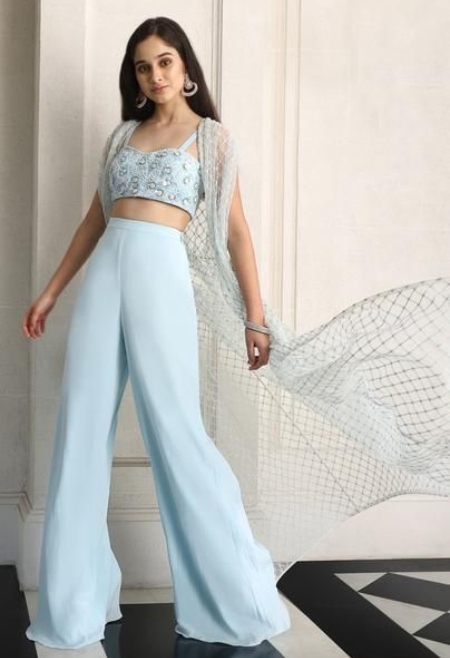powder blue indowestern dress