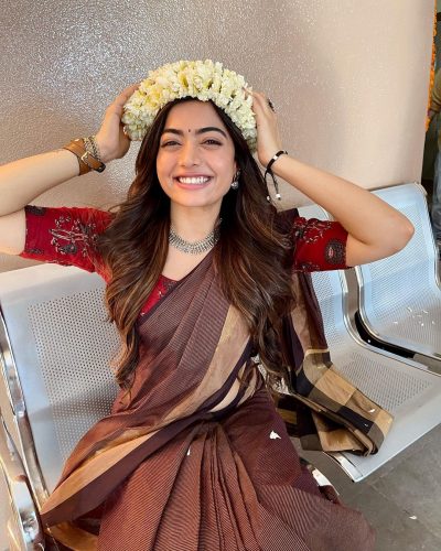 Rashmika in cotton saree
