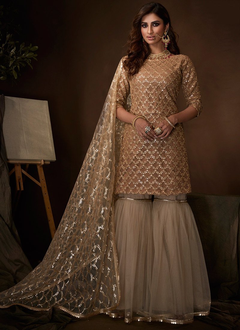 beige color ethnic wear