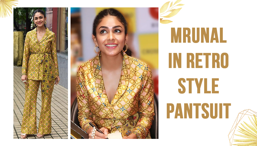 Mrunal in yellow pant suit