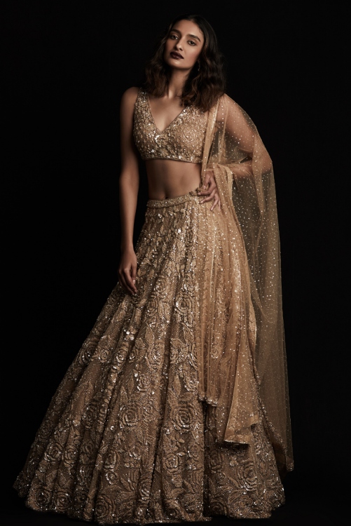 gold sequins lehenga