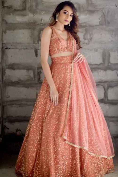 sequins work lehenga choli
