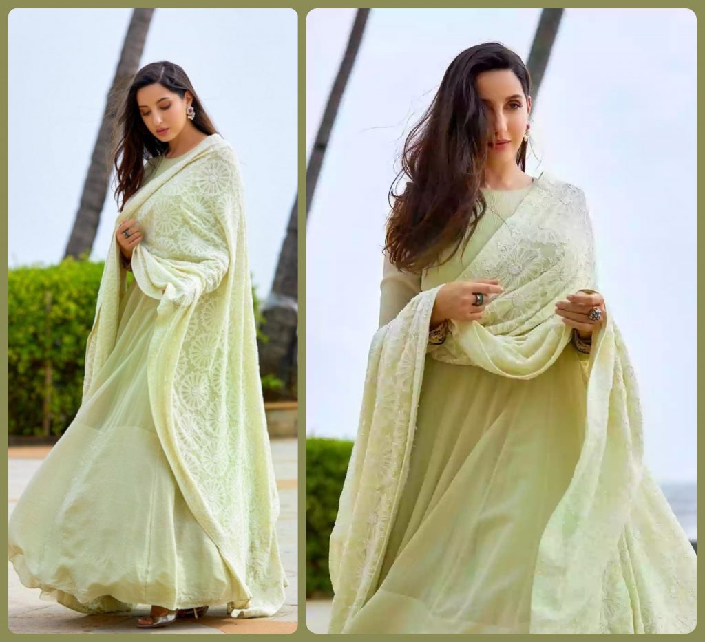 Nora in Green Anarkali Set-