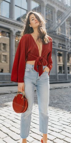 tie front top long sleeve