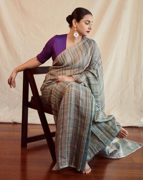 Vidya balan in anavila linen sarees