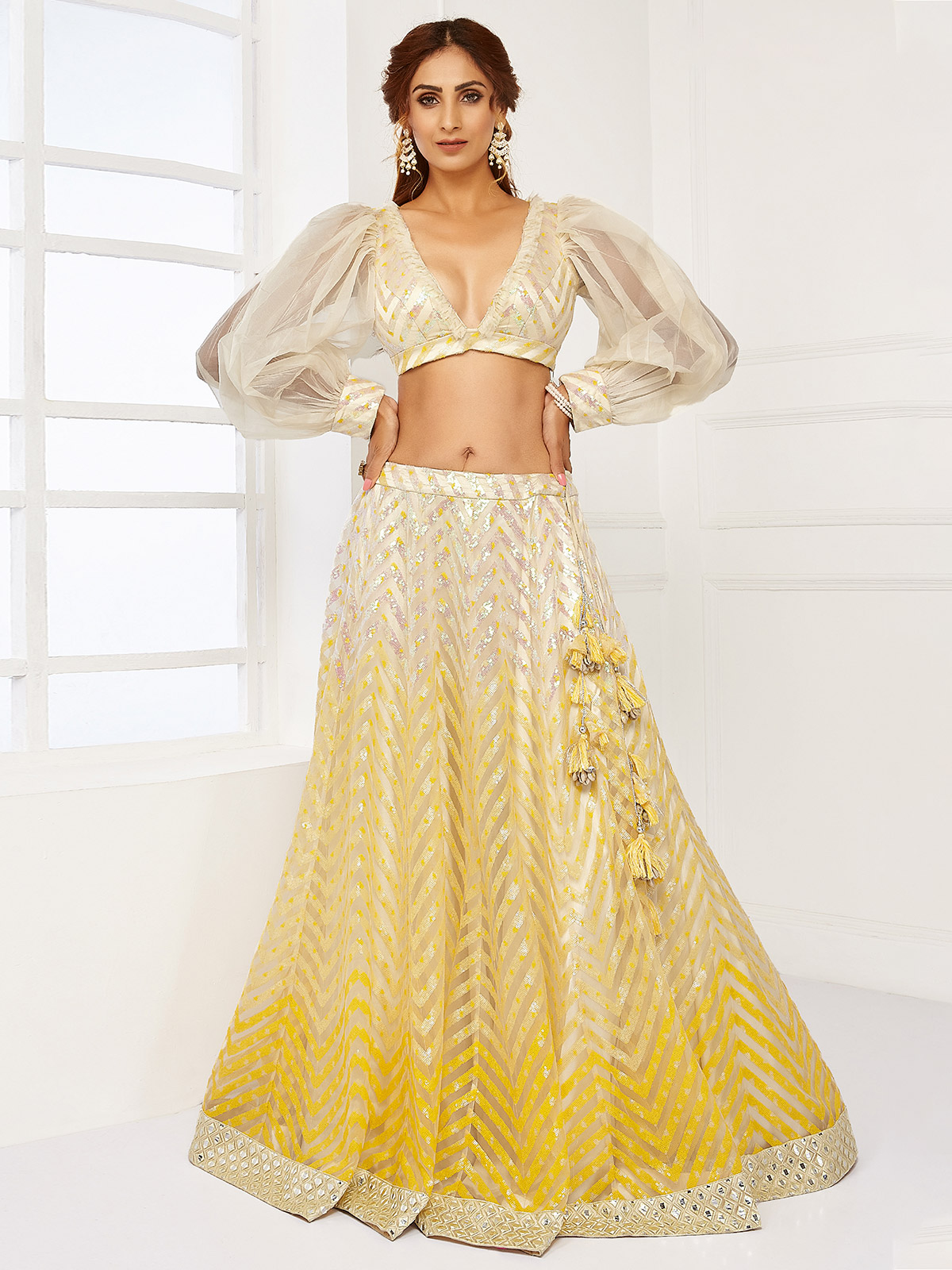 yellow wedding lehenga choli 