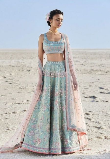 Turquoise Bridesmaid's Lehenga Choli