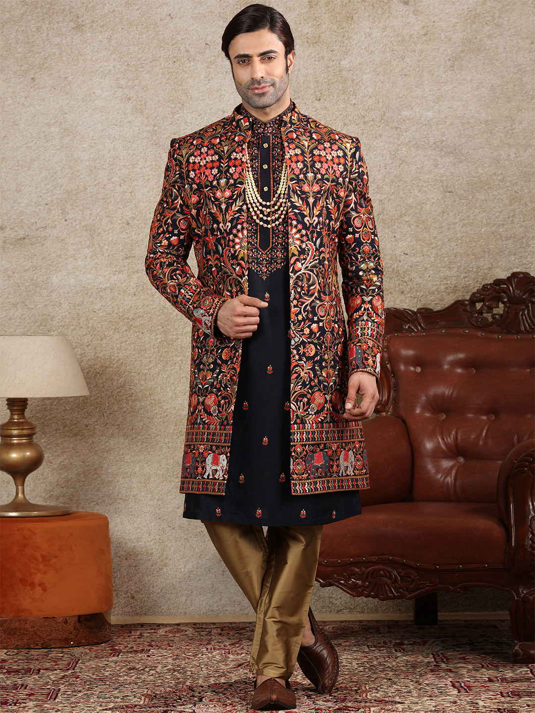 floral wedding wear for groom