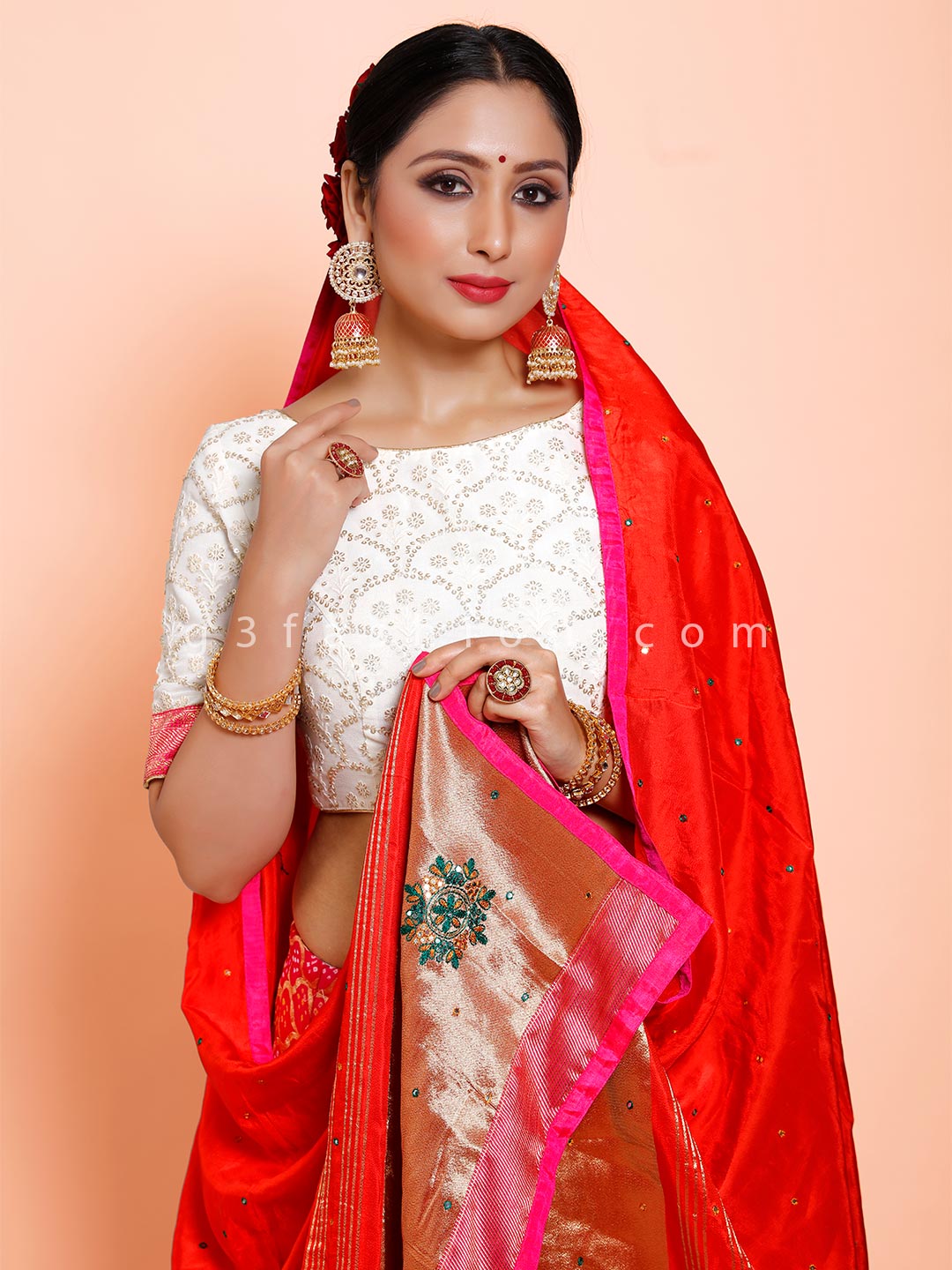 boat neck for bridal wear lehenga