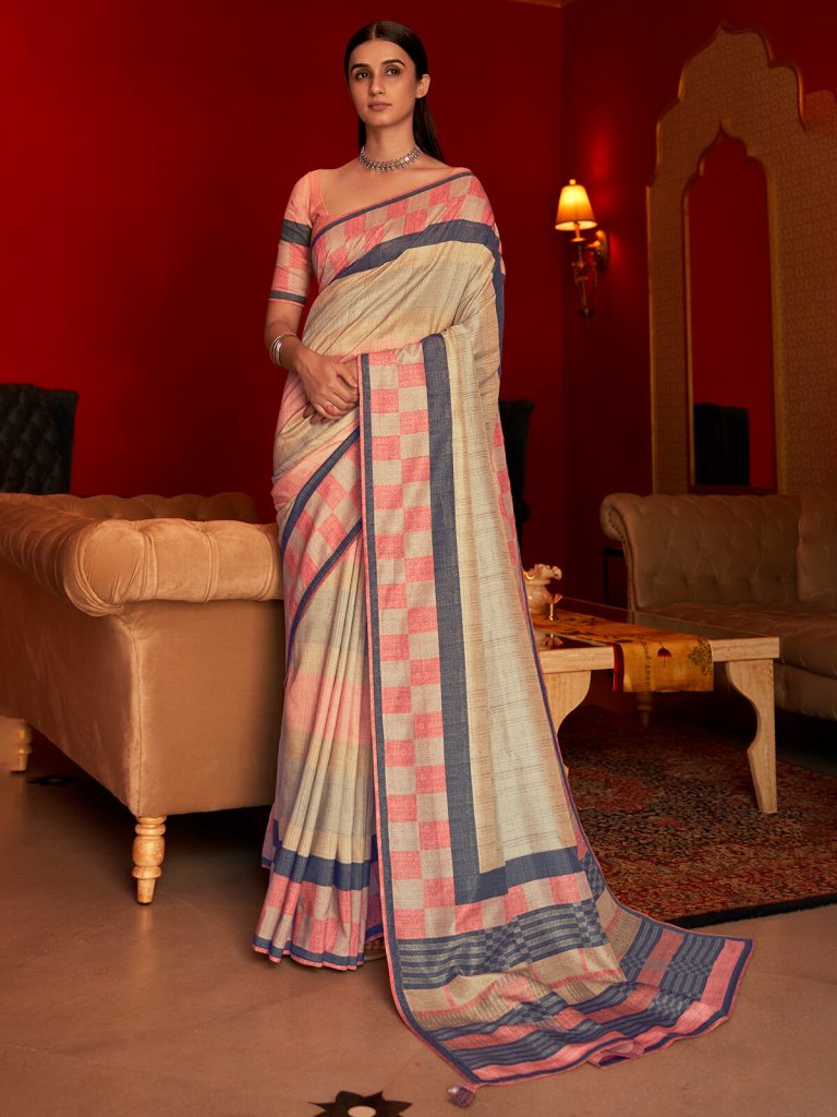 Checks Border Saree Style