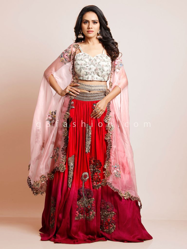 cape style lehenga choli