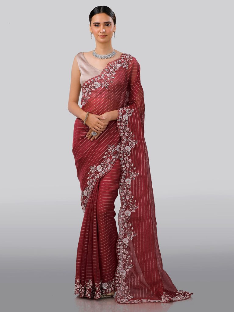 Organza Saree with Pearl Border