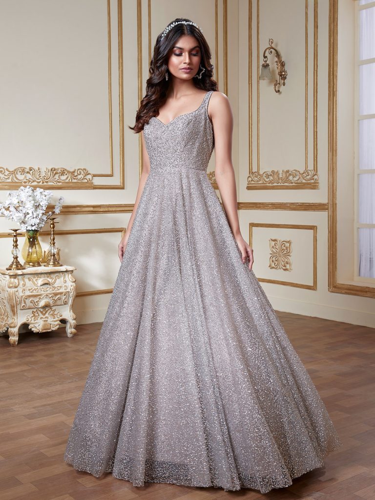 Silver Gown For Reception Function