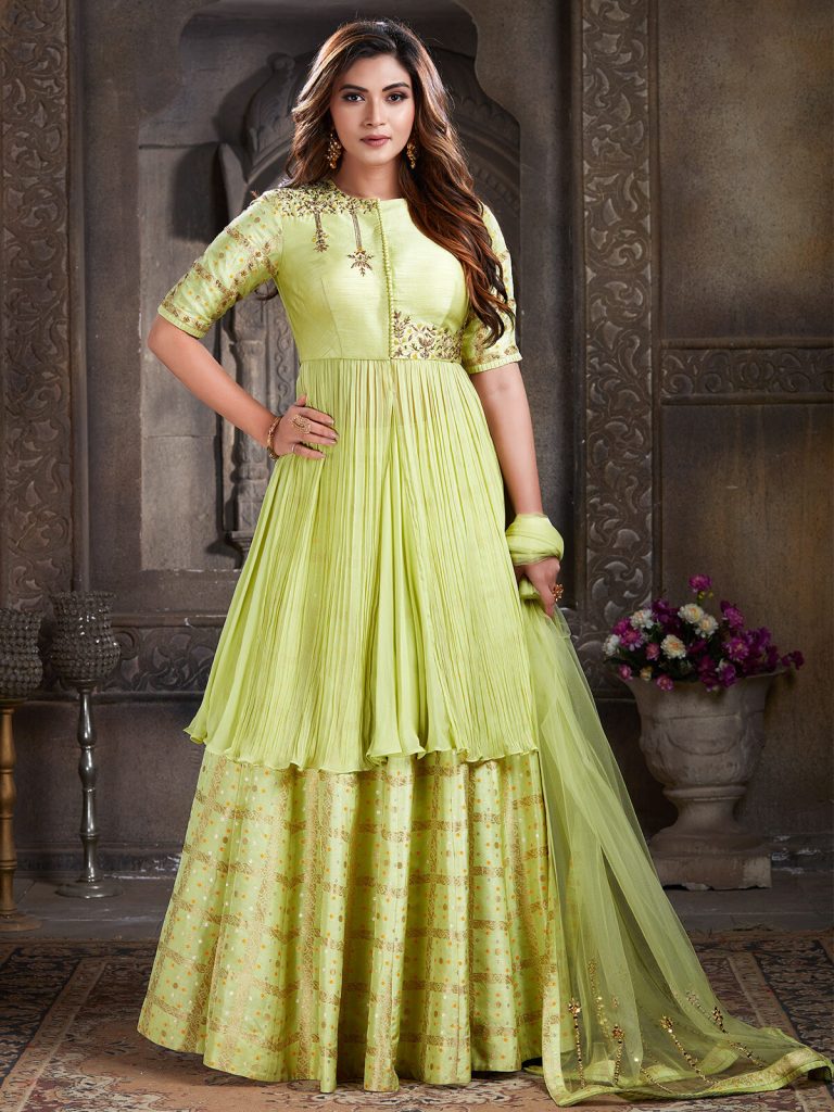 Lehenga Style Suit for Mehendi Ceremony