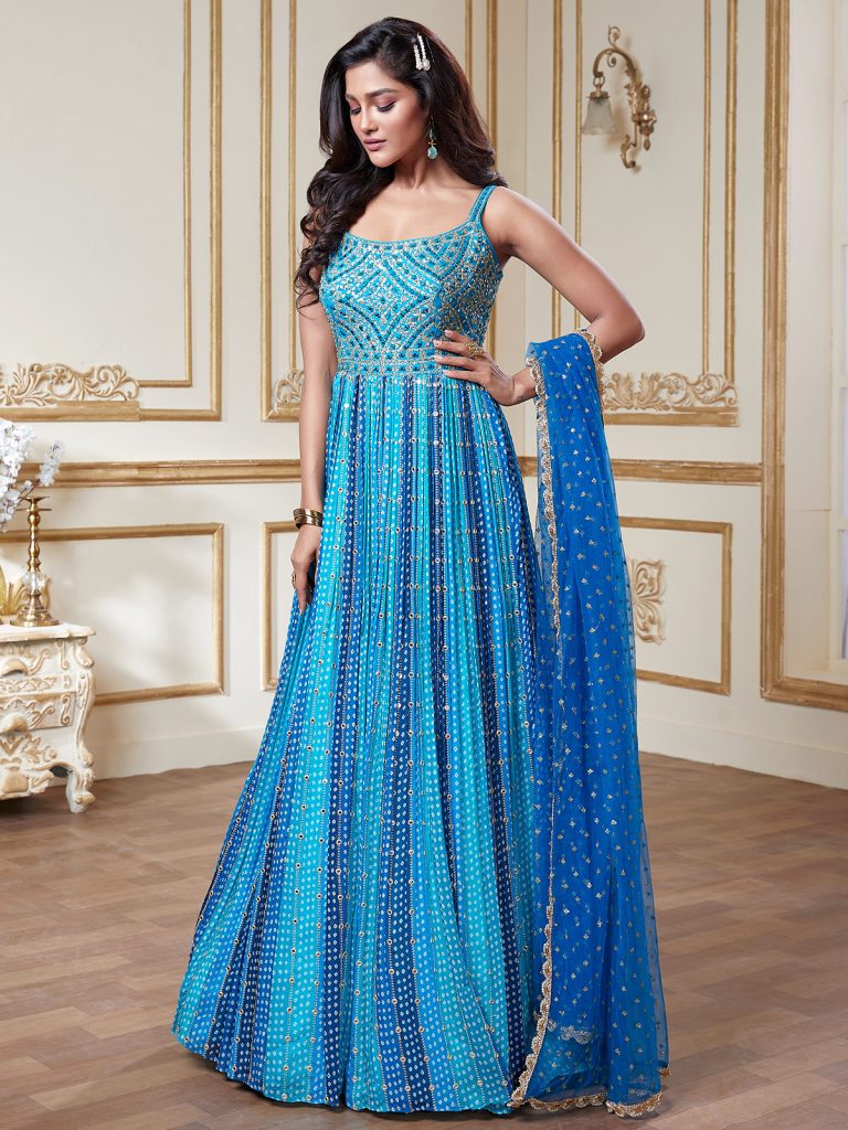 Blue shade bridal mehendi outfits