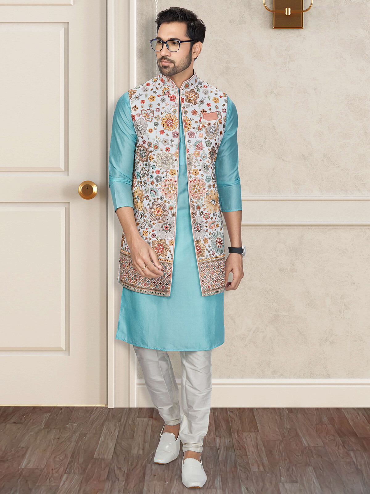 floral waistcoat for wedding wear for groom