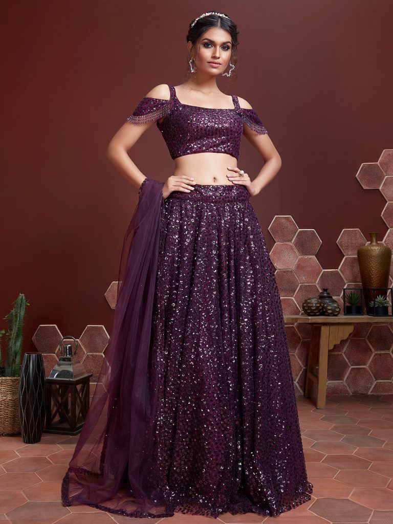 Purple Net Lehenga Choli