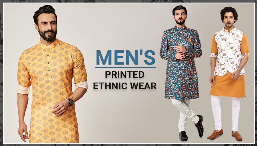 mens printed ethnic wear