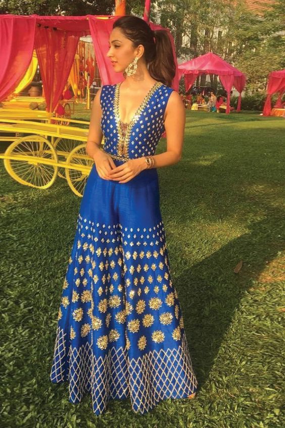 blue Indo western jumpsuit