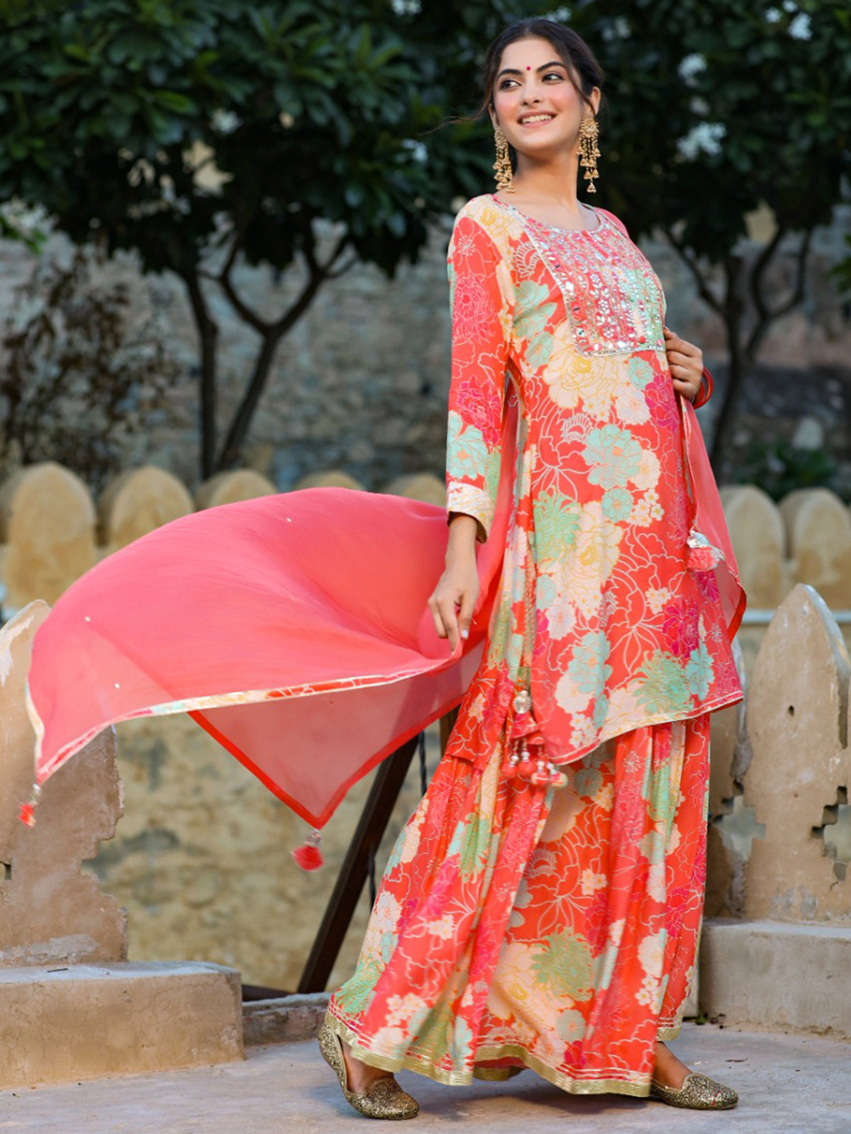 Dopamine Dressing in Coral Pink Palazzo Set