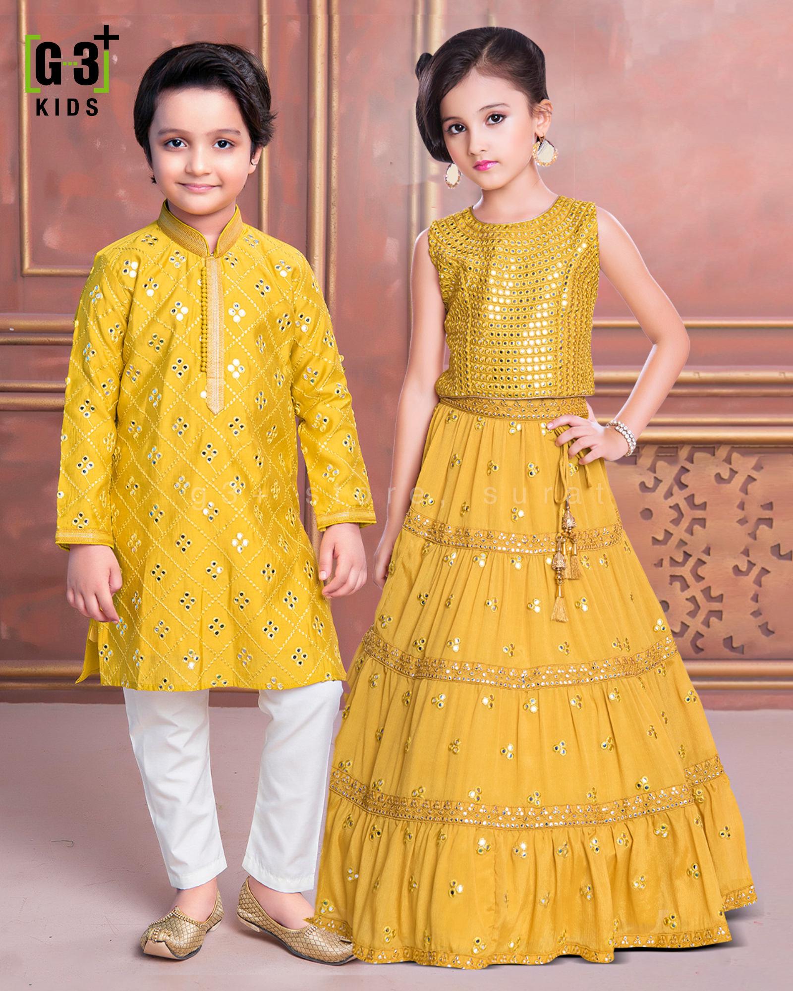 yellow kurta and lehenga choli