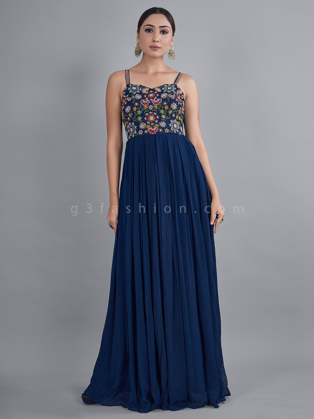  Navy Floor-length Anarkali For Women