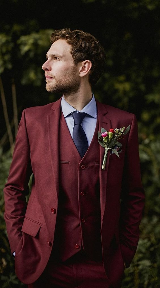 red wine tuxedo for men wedding attire