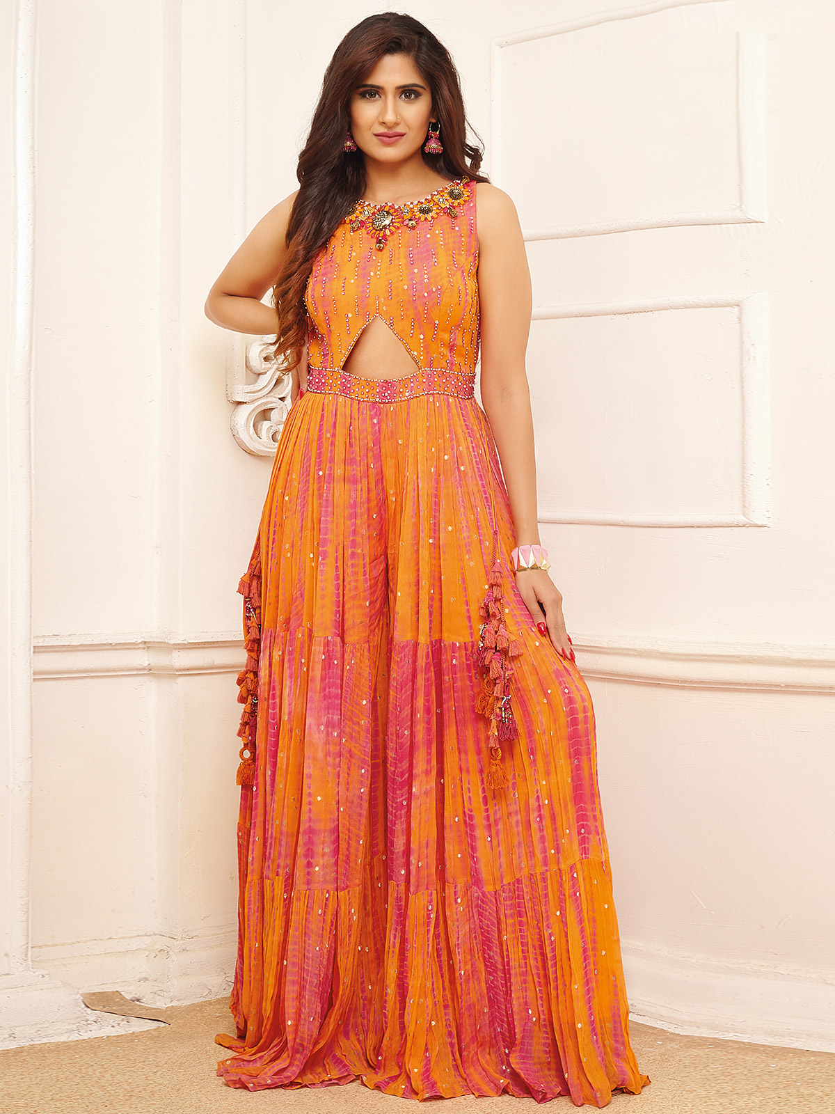 dopamine dressing in Gorgeous Tangerine Orange Jumpsuit 