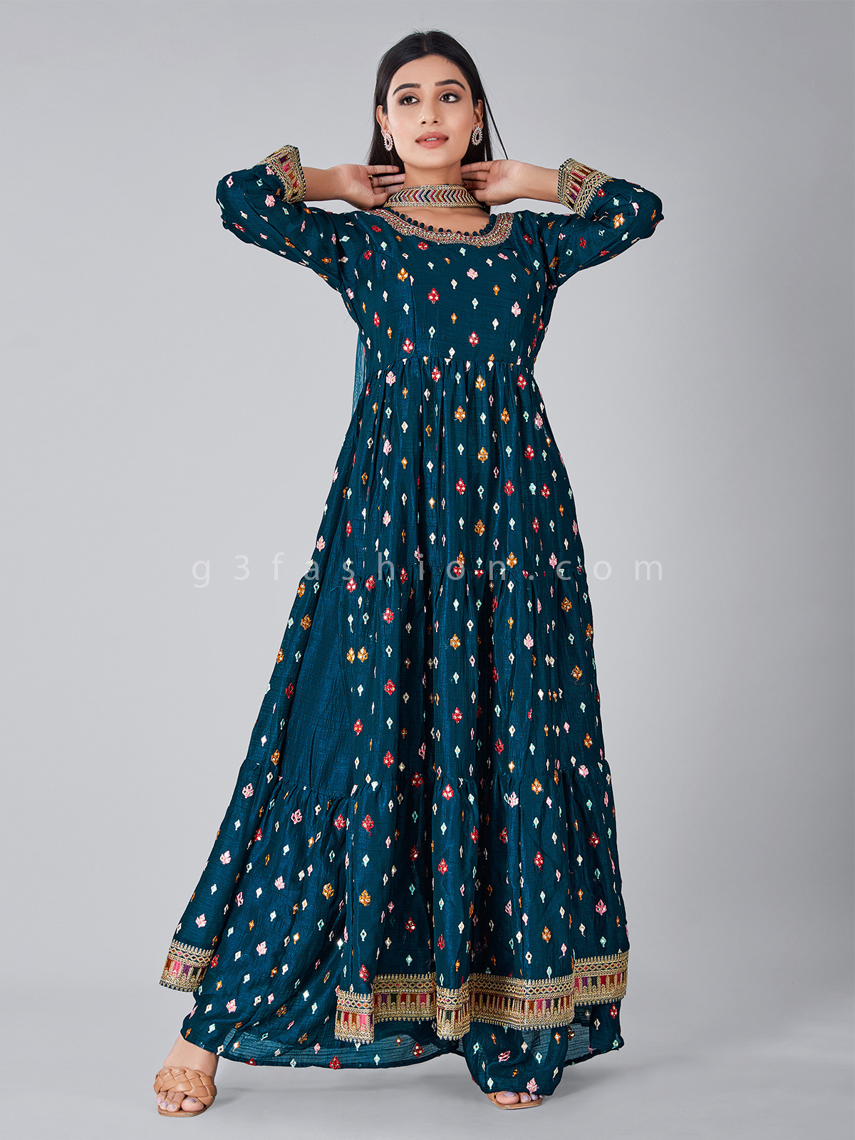 Dressing Dopamine with Blue Sharara Set
