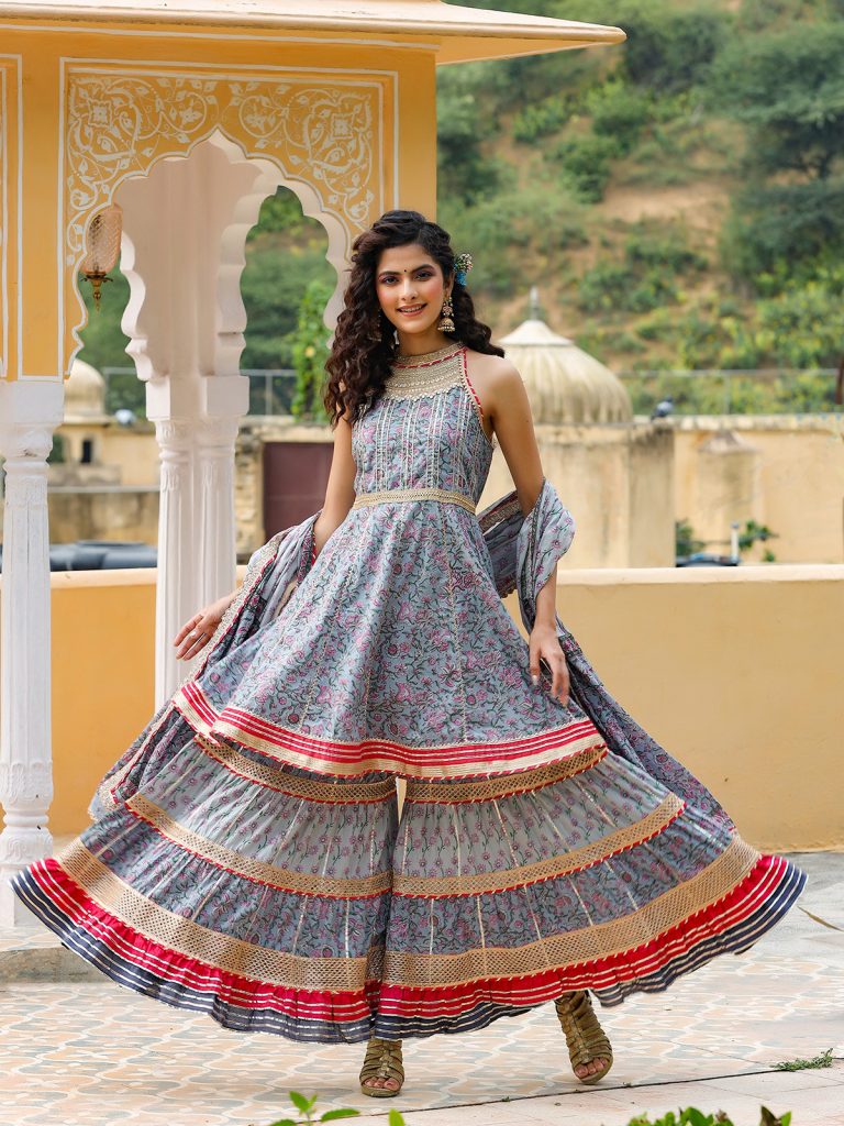 Grey Printed Punjabi Suits