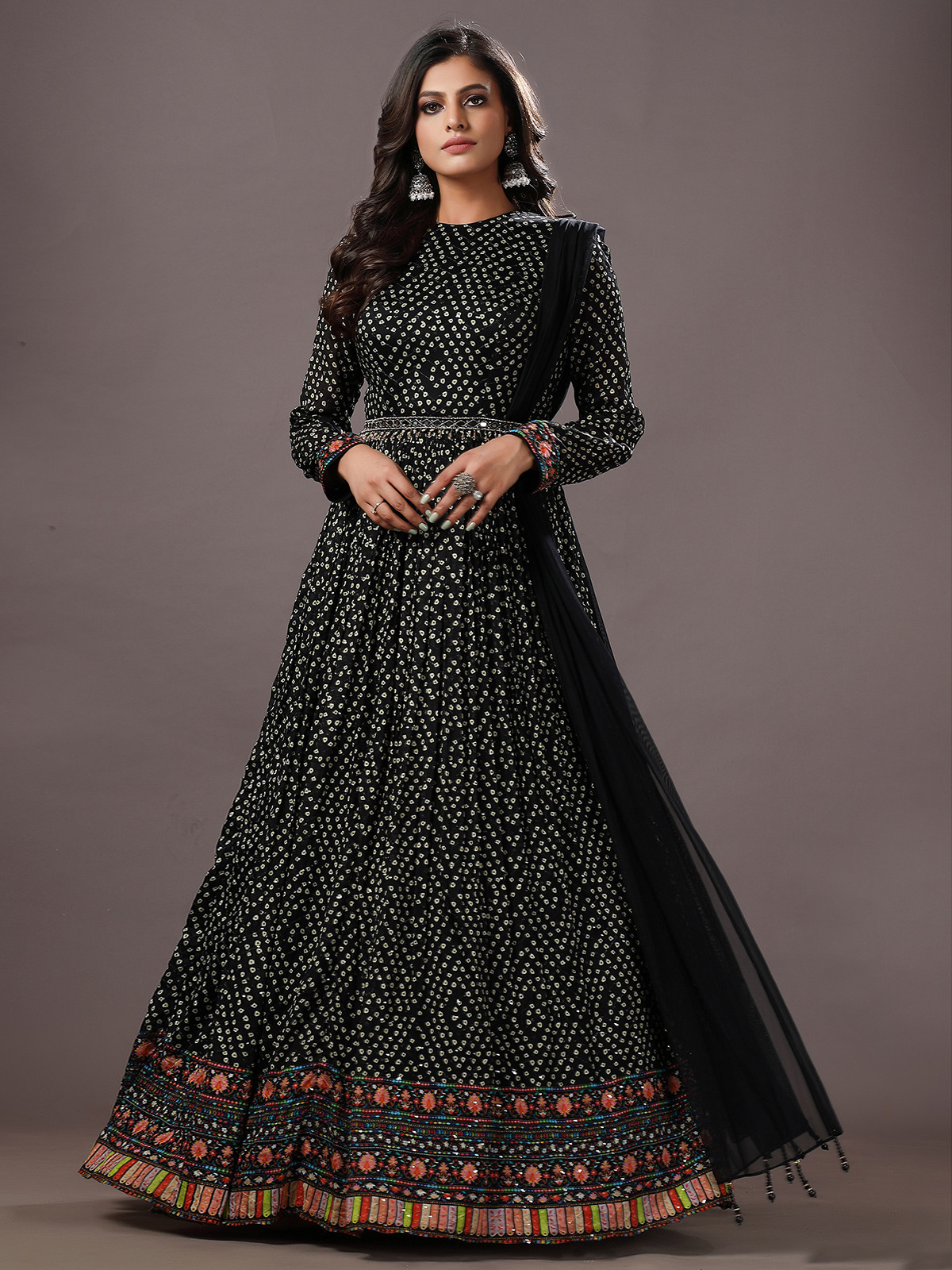 Georgette Black Stunning Anarkali Raksha Bandhan Suit