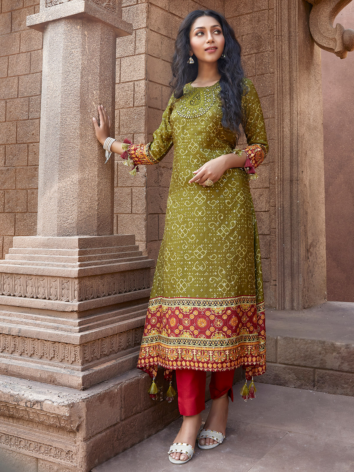 mehndi green raksha bandhan festive kurti