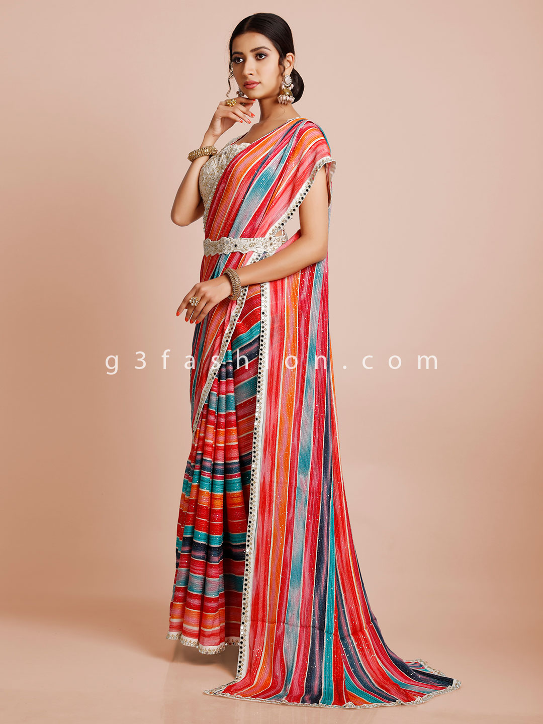 Multi Colored Ready to Wear Saree