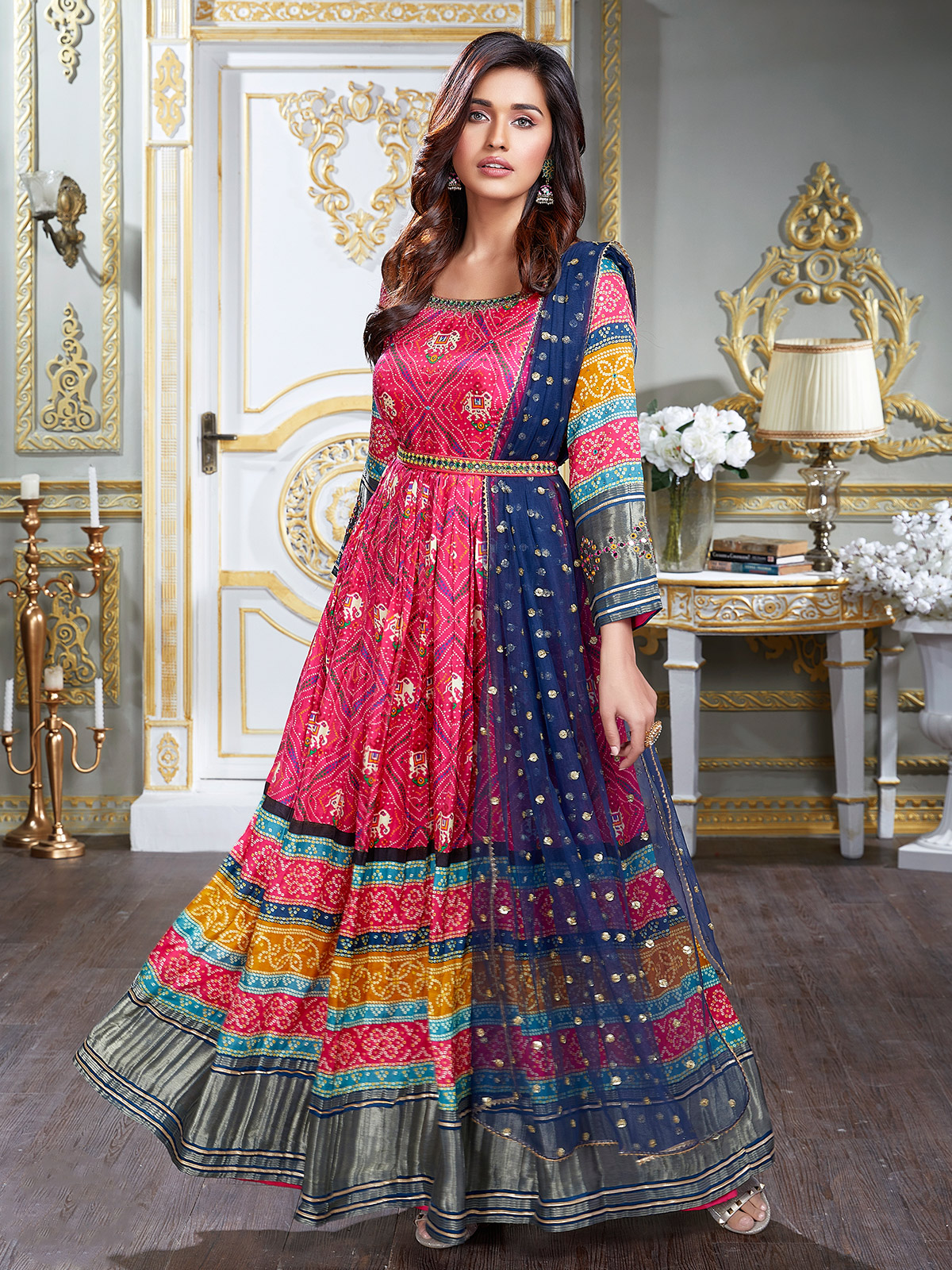 Pink Color Silk Beautiful Anarkali Suit for raksha bandhan