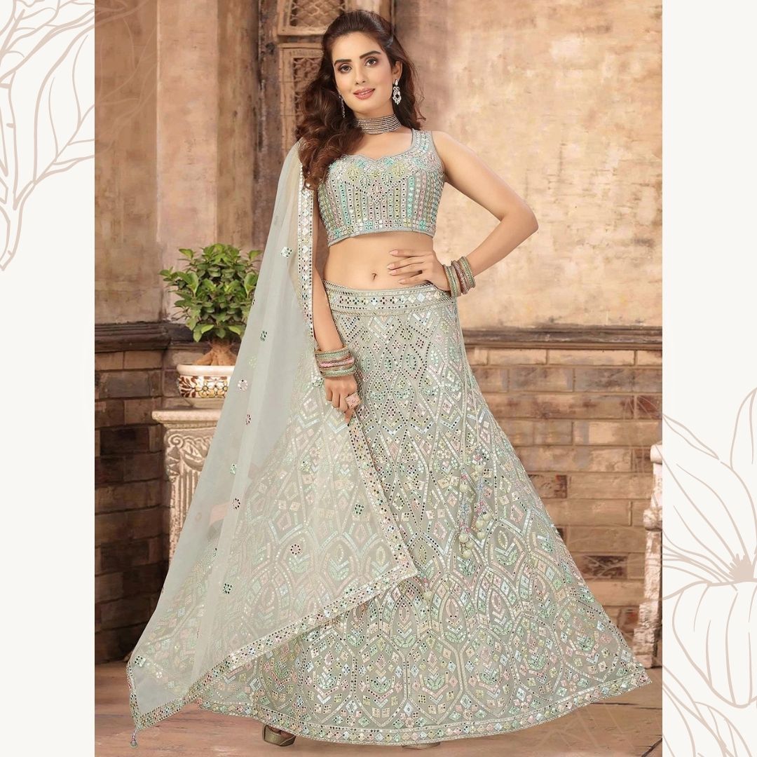 mirror work lehenga