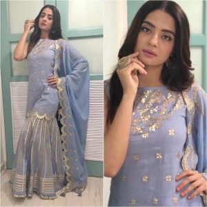 sharara suit in pastel shade