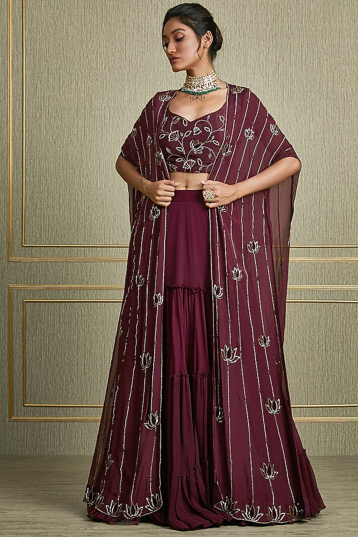 cape style lehenga choli