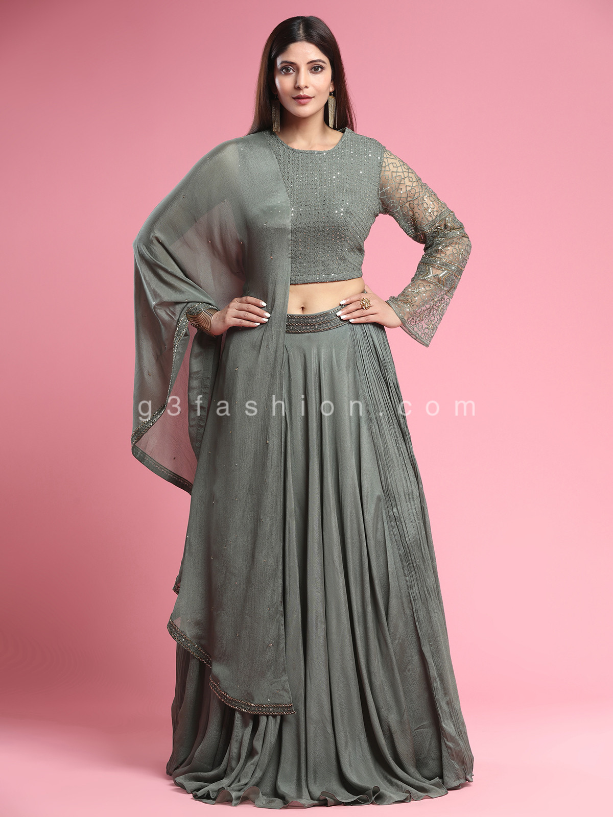 One Side Sleeve lehenga