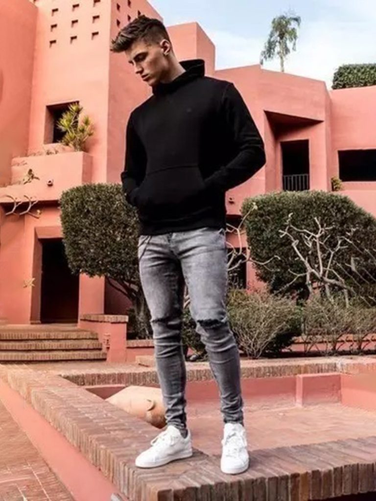 Grey Jeans With Hoodie