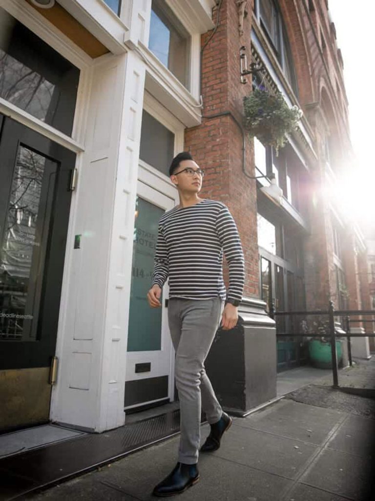 Grey-Jeans-With-Striped-T-Shirt